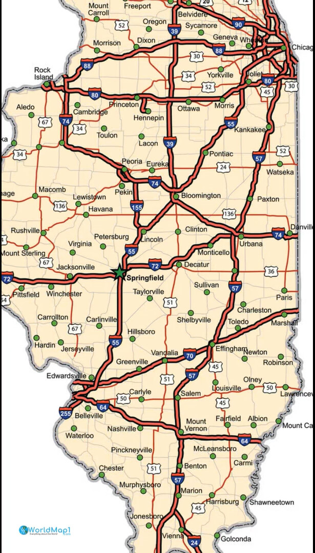 Illinois Free Printable Map